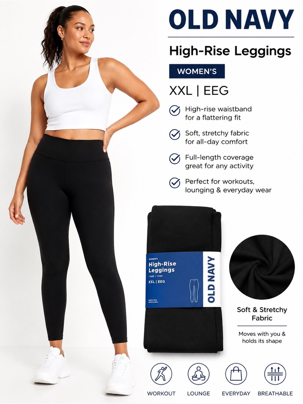 Old Navy High-Rise Leggings — Black